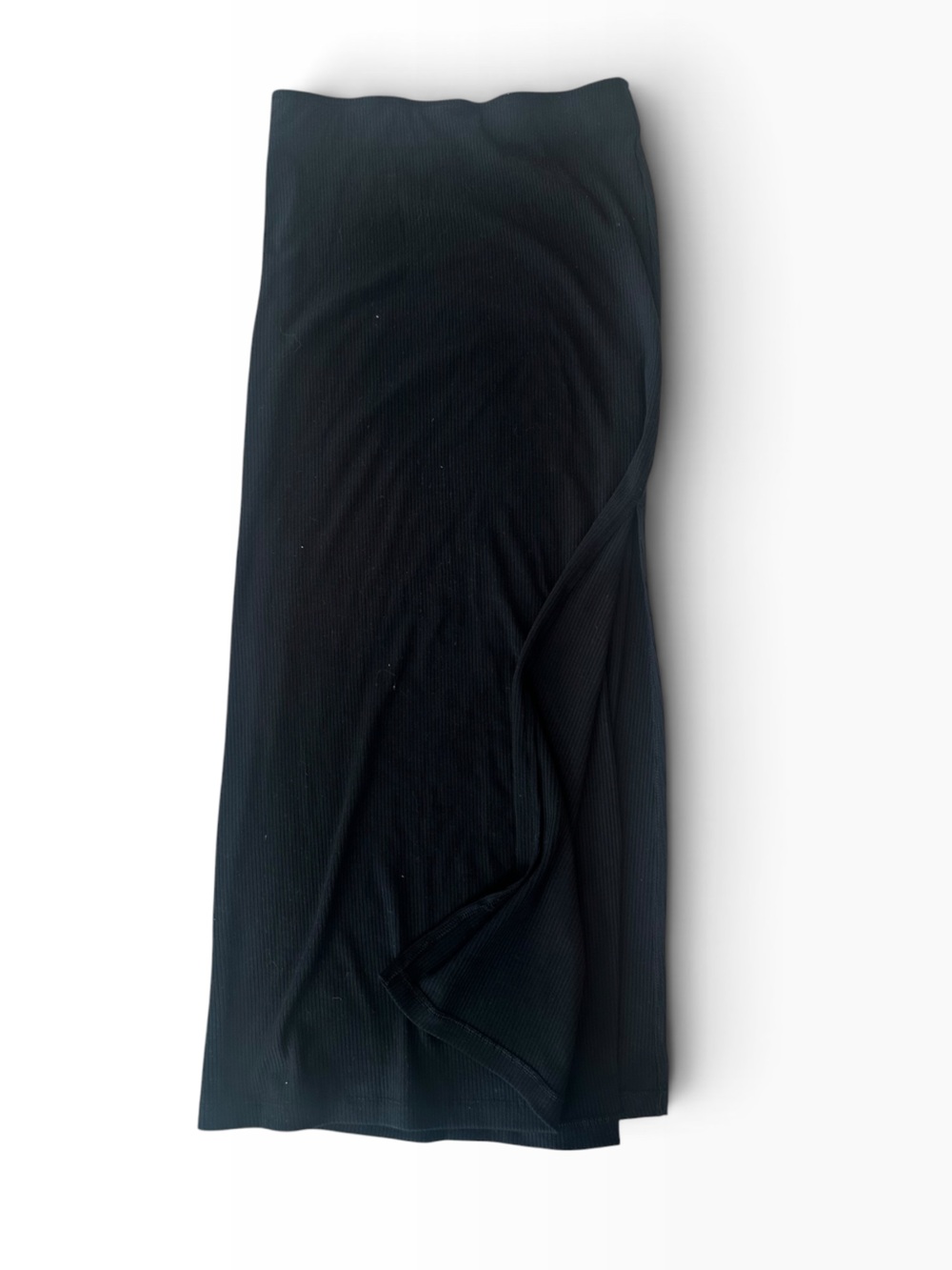 American Eagle Outfitters Black Ribbed Maxi Skirt with Side Panel